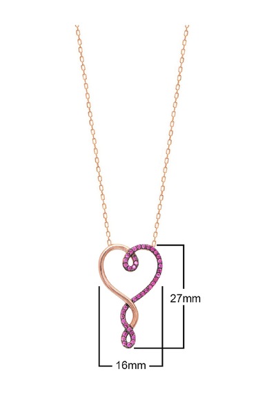 Zirkon Taşlı Kalp Desenli Rose Kaplamalı Gümüş Kolye Gold - Rose Gold - Gümüş