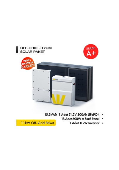 Werer Energy   11kW Off-Grid Solar Paket - LiFePO4 Batarya/Inverter/Solar Panel