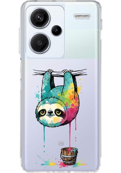 Redmi Note 13 Pro Plus İle Uyumlu Splash Tembel Hayvan Tasarımlı Şeffaf Silikon Kılıf Şeffaf