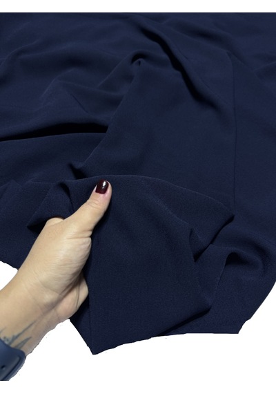 Dökümlü Likralı Kumlu Krep Kumaş 150 Cm En Kırışmaya Dayanıklı, Elbise Ve Giyimlik Kumaş Lacivert