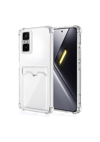 Caseonn Infinix Gt 30 Pro Kılıf Airbag Kristal Kartlık Bölmeli Silikon Kapak Şeffaf
