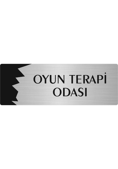Metal Departman Kapı İsimliği, Yönlendirme Levhası Oyun Terapi Odası 10x20 Cm Gümüş Renk