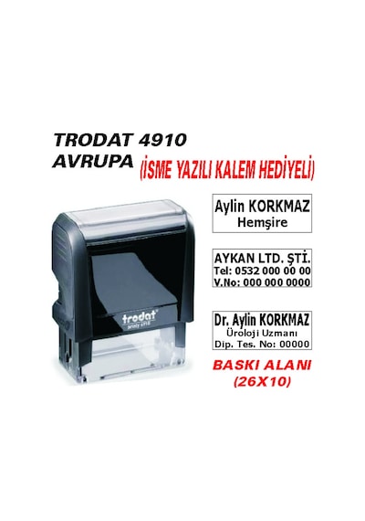 Kaşe - Trodat 4910 - Hemşire - Doktor Kaşesi N11.15116