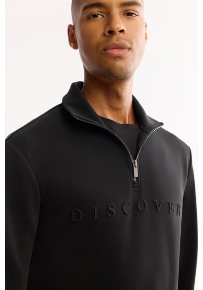 Avva Erkek Siyah Dik Yaka Fermuarlı Soft Touch Baskılı Regular Fit Sweatshirt A52y1281 Avva Erkek Siyah Dik Yaka Fermuarlı Soft Touch Baskılı Regular Fit Sweatshirt A52y1281