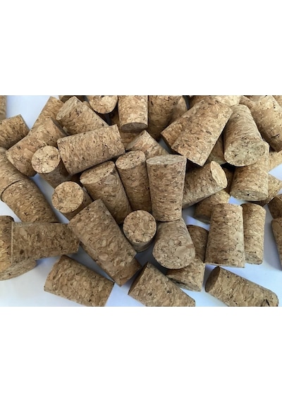 22x33x17mm Mantar Tıpa Şişe Mantarı - Doğal Mantar Tıpa - Şarap Şişesi Mantar Tıpası 10 Adet