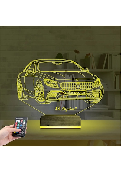Luvivia Mercedes Araba S63 Kişiye Özel 3d Lamba - Masa Gece Lambası Şeffaf