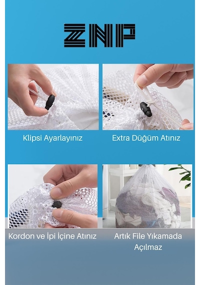 Lbag 3 Adet Çamaşır Yıkama Filesi İpli 40x60 Cm Çorap Perde Filesi Kumaş Beyaz 60 X 40 Diğer