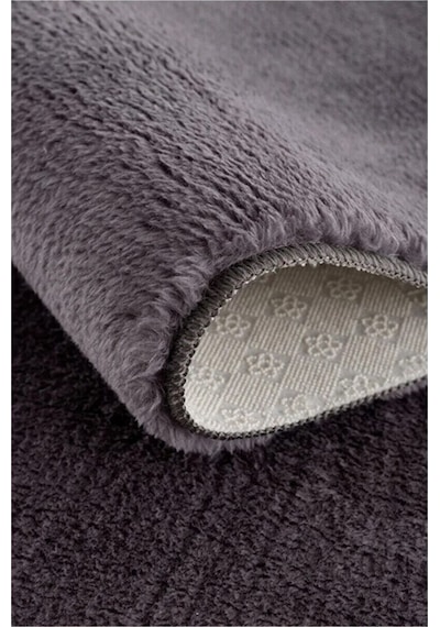 Raschel Carpet Koyu Gr, Lüks Raschel Taban Yıkanabilir Kaymaz Taban Yuvarlak Peluş Halı Yolluk Koyu Gri