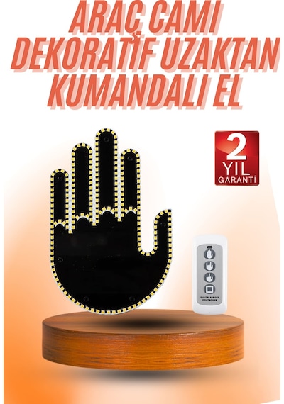 Kumandalı - 256 - El Led Araba İçi 4 Farklı Mod El Orta - Spt-gld - Parmak Led
