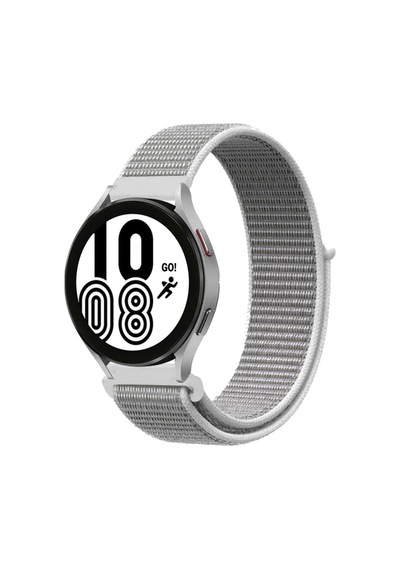Samsung Galaxy Uyumlu, Watch 4 Hasırlı Cırtcırtlı Kordon - Beyaz