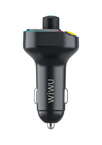 Wiwu Wi-qc031 Rgb Bluetooth Transmitter Mp3 Type-c Ve Usb-a Araç Şarjı Siyah