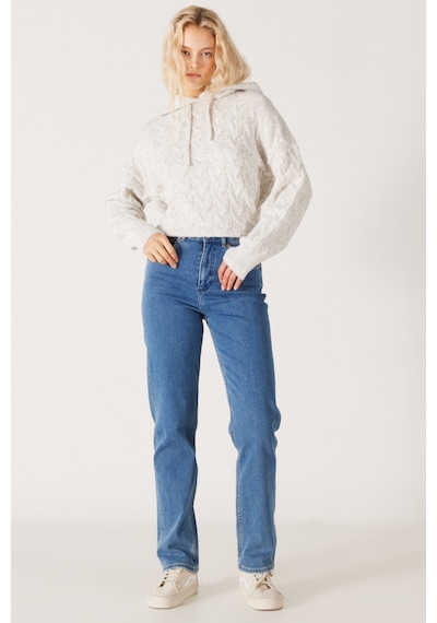 Wrangler Yüksek Bel Dar Paça Esnek Mavi Kadın Mom Jean Denim Kot Pantolon W27M68231 Mavi