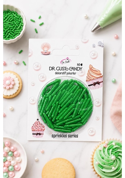 Dr. Gusto Yeşil Uzun Çubuk Pasta Süsleme Şekeri