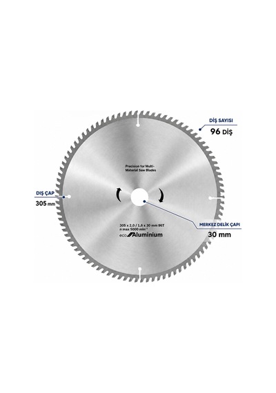 Daire Testere Bıçağı Diski 305x30 Mm 96 Diş Profesyonel Ahşap Kesim Sert Metal Uçlu Testere Diski
