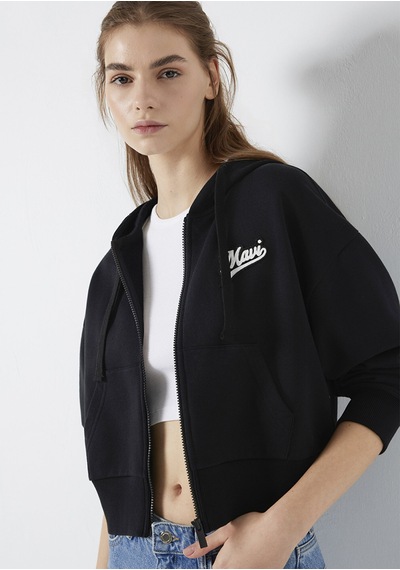 Mavi - Mavi Logo Baskılı Kapüşonlu Siyah Sweatshirt 1s10486-900 Siyah