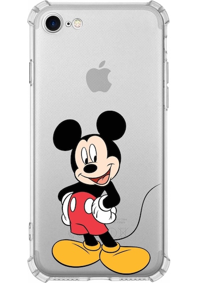 Apple Uyumlu iPhone 7  Köşe Korumalı Antişok Kapak Mickey Mouse Tasarımlı Şeffaf Kılıf