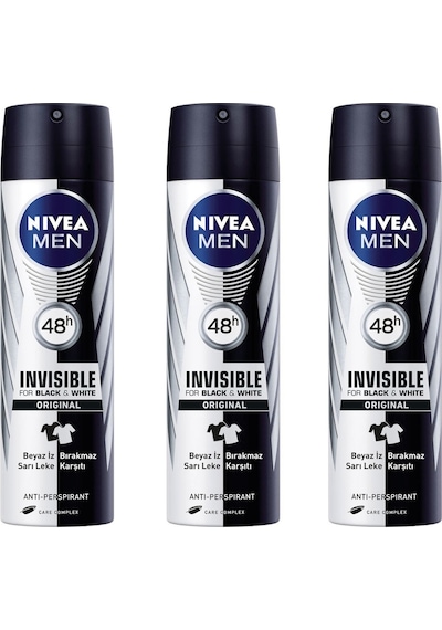 Nivea Men Invisible Black&White Original Erkek Sprey Deodorant 150 ML x 3