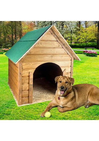 Reyo Soğuğa Suya Dayanıklı Lüks Büyük Boy Ahşap Köpek Kulubesi Yeşil