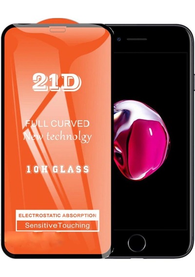 Apple Uyumlu   iPhone 8 Plus Ekran Koruyucu 21D Tam Kaplayan Kavisli