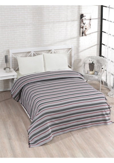 Pamuklu Gri Çarşaflı Lastikli Çarşaflı Pike Takımı 200x230 Gri