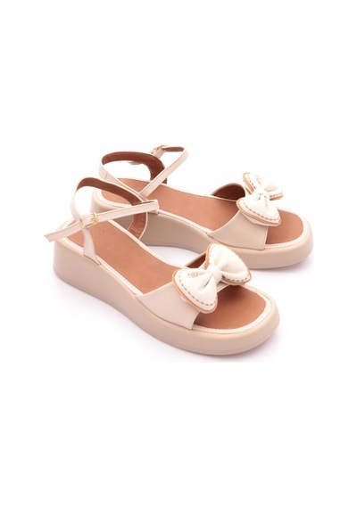 Dgn 7002 Kadin Fiyonk Detayli Sandalet Bej