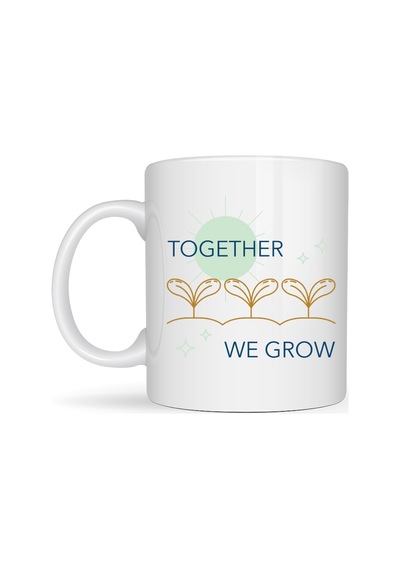 Together We Grow Tasarımlı Porselen Kupa Model 38 Sevgi Temalı Özel Hediye Kupası Düz Renkli