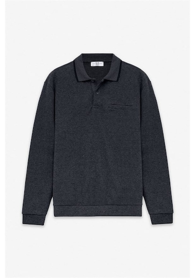 Süvari Antrasit Regular Düz Polo Yaka Sweatshirt Ssw2013700002-s08