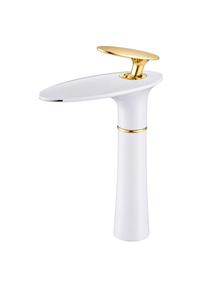 Rıva Uzun Lavabo Bataryası Mat Beyaz-altın Beyaz - Altın