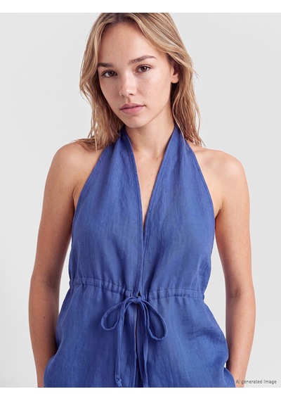 Lcw Dream Mavi Halter Yaka Bağlamalı Kadın Plaj Bluz