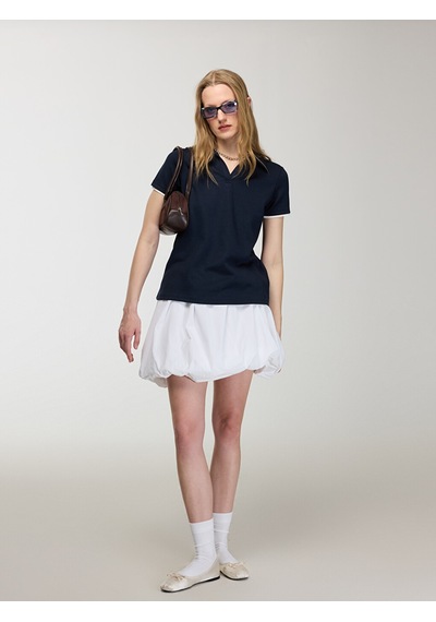Lcw Comfort Lacivert Polo Yaka Kadın Tişört
