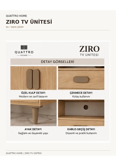 Zıro Tv Ünitesi Açık Kahverengi