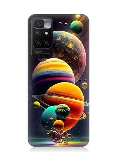 Xiaomi Redmi 10 Uyumlu Gezegenler Ve Büyük Patlama Desenli Silikon Kılıf