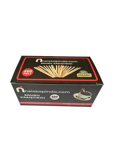 Omeyva Organik Tahta Ahşap Bambu Çay Kahve Karıştırıcı Çubuk - 10 Cm. - 400 Adetlik 1 Paket Kahverengi