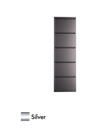 Evdemo Kilitli 5 Kapaklı Metal Ayakkabılık Silver