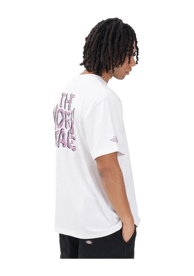 The North Face Drip Logo Relaxed Graphic Erkek Beyaz Outdoor T-shirt Nf0a8gabfn41