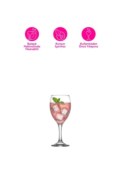 Lav Empire Cam Goblet 6'lı 455 ml Ayaklı (Şarap Kadehi , Kokteyl Bardağı)