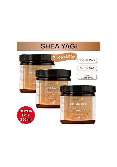 Shea Yağı 250 Ml X 3 Adet %100 Ham, Soğuk Pres, Rafine Edilmemiş, Shea Butter Karite Kuru Cilt, Saç, Dudak, Topuk Bakımı