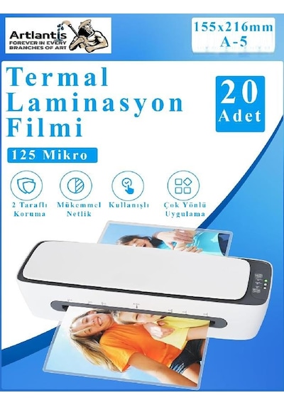 Laminasyon Filmi Parlak A5 20 Li 1 Paket 125 Mikron Laminasyon Kaplama Pvc Kaplama Poşeti 20 Adet
