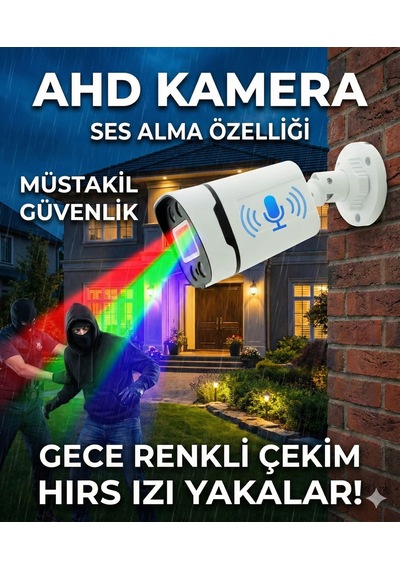 Gece Renkli Sesli Kamera 5mp Sony Seculensli 1080p Full Hd Ahd Güvenlik Kamerası - 4x Ultra Warm Led Colorvu - Pl