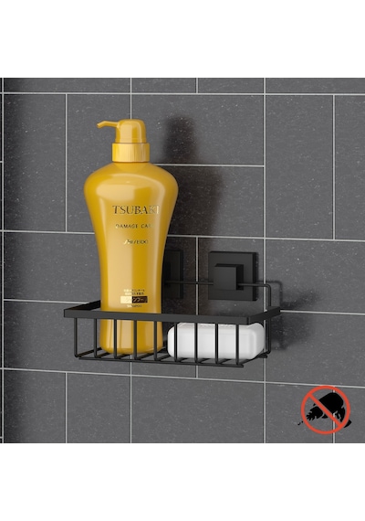 Teknotel Easyfıx Yapıskanlı Tek Katlı Banyo Rafı Mat Siyah Ef241 Siyah
