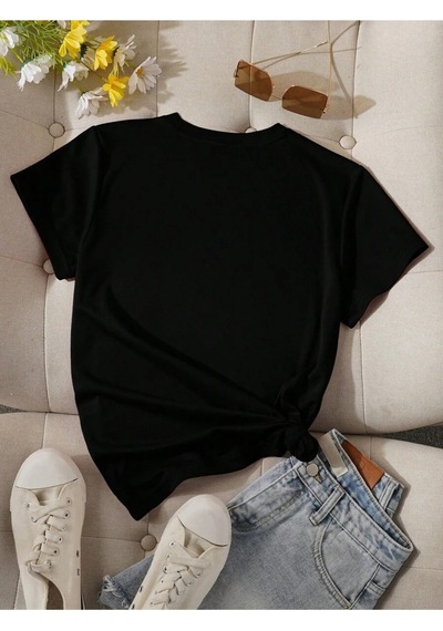 Uyguntarz Unisex Love Kalp Baskılı Tasarım Tshirt Siyah