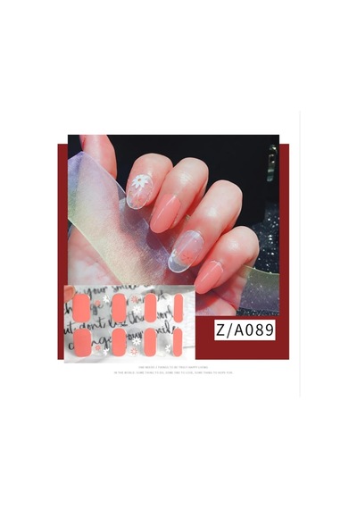 Tırnak Sticker Seti Pembe Çiçek Desenli Nail Art Za089 14'lü