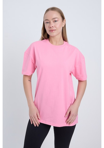 Velvoria Unisex Oversize Basic 3'lü Pembe Renk T-shirt Çok Renkli20