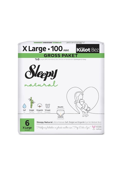 Sleepy Natural Gross Paket Külot Bez 6 Numara Xlarge 100 Adet