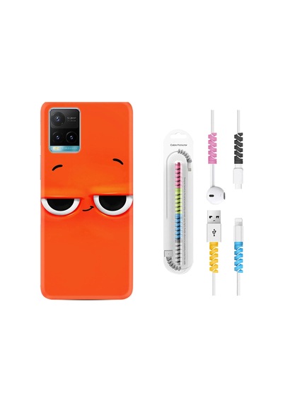 Vivo Y21 Kılıf Kablo Koruyuculu Orange 1830