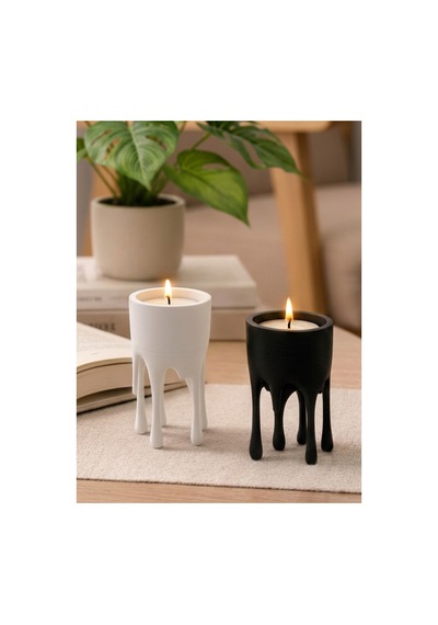 Exepazar Eriyen Form Tasarımlı Modern Dekoratif Tealight Mumluk Seti 2 Adet Mumluk Ve 2 Adet Tealight Çok Renkli