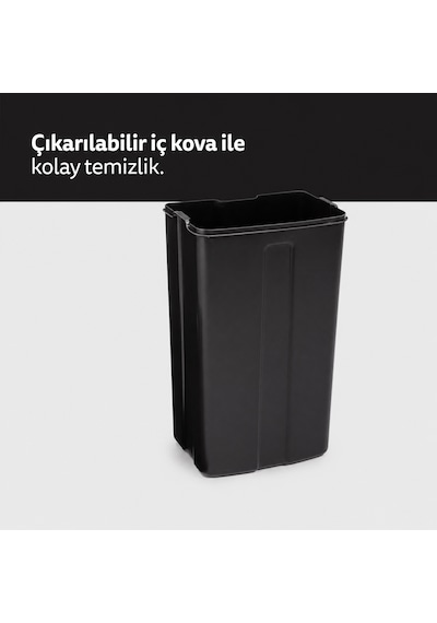 Ariane Metal Pedallı 30 L Çöp Kutusu, Çıkarılabilir Kova, Poşet Sabitleme, Geniş Pedal Siyah
