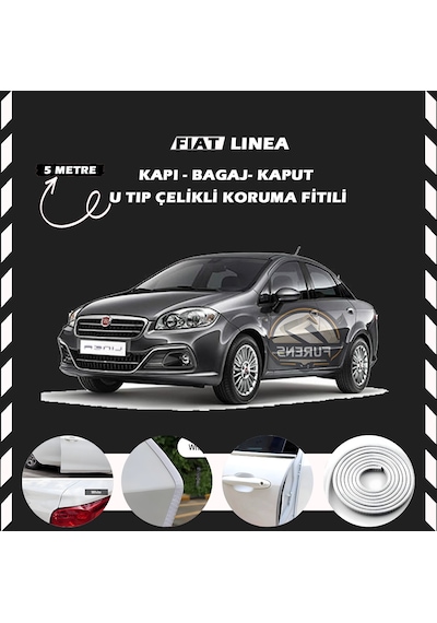 Fiat Linea Oto Araç Kapı Koruma Fitili 5metre Parlak Beyaz Renk