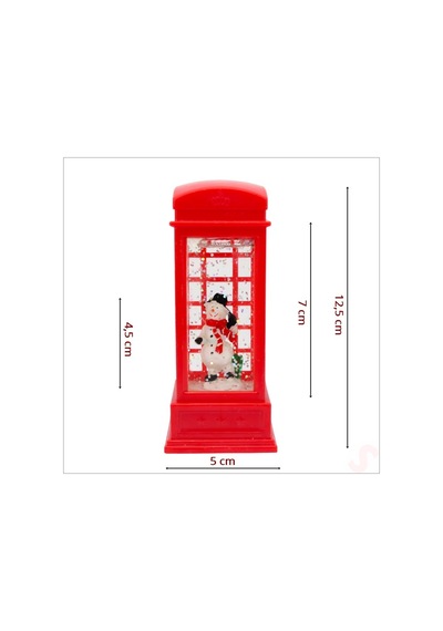 Uçuşan Simli,12,5 X 5cm Led Işıklı Telefon Kulübesi Küre-kardan Adam