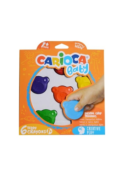 Carioca Teddy Şekilli Mum Boya Ve Carioca Baby Marker 2 Adet Boyama Seti